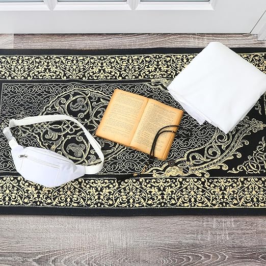 15 Pcs Ahram Ihram for umrah men Clothing Hajj essentials Include 43 x 83 inch Islamic Clothing Towel Muslim Prayer Rug Mat Ihram Belt Waist Pack Prayer Bead Necklace Compass Pins image 4