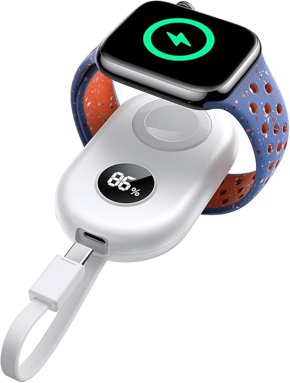 JOYROOM Portable Charger for Apple Watch 10, 2500mAh Fast Charging iWatch Charger KeyChain USB C Cable, Magnetic Wireless Travel Power Bank for Apple Watch Series 9/8/7/6/SE/5/4/3/2/Nike/Ultra/Ultra 2 image 1