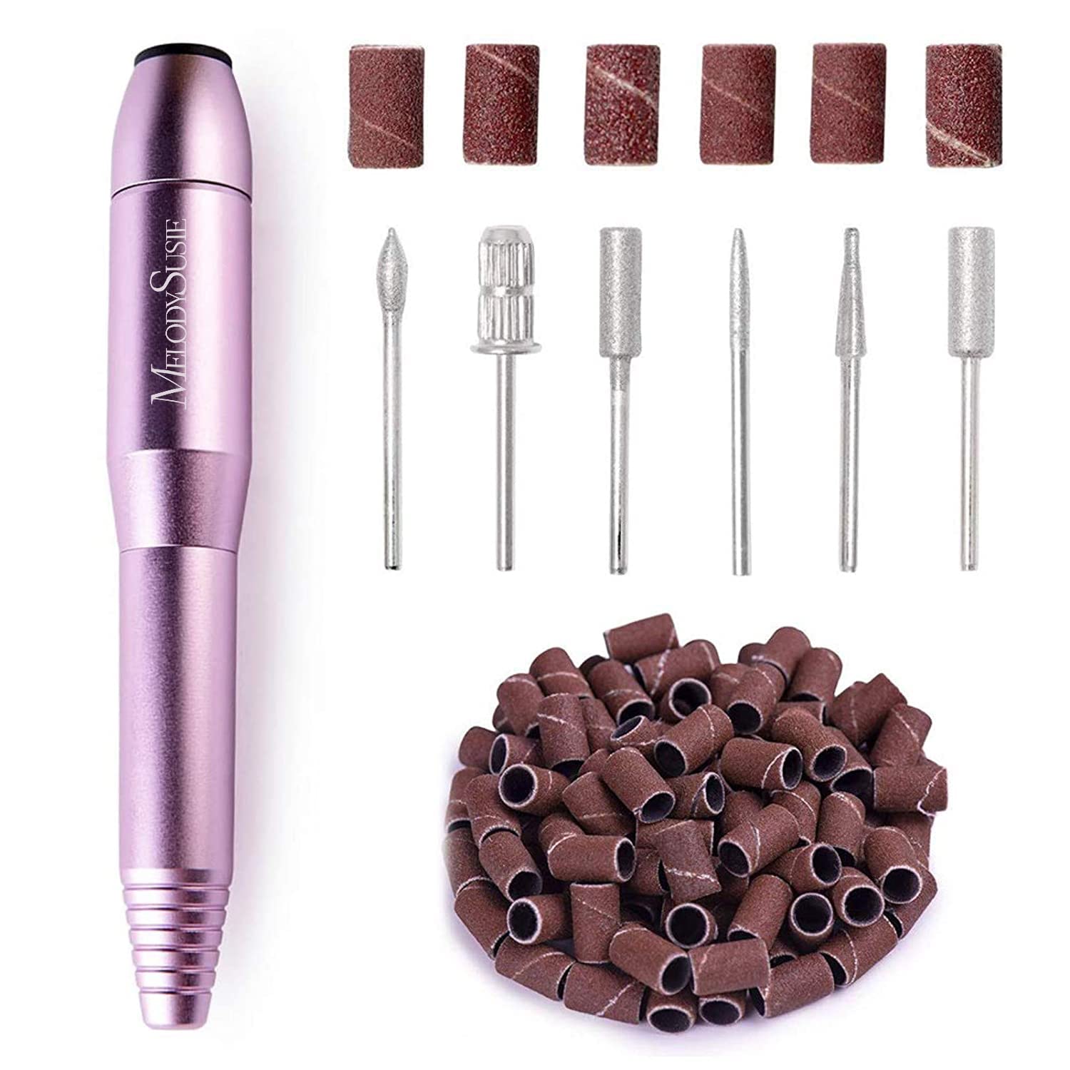 MelodySusie Portable Electric Nail Drill,PC120B Compact Efile Electrical Professional Nail File Kit for Acrylic, Gel Nails, Manicure Pedicure Polishing Shape Tools Design for Home Salon Use, Purple image 1
