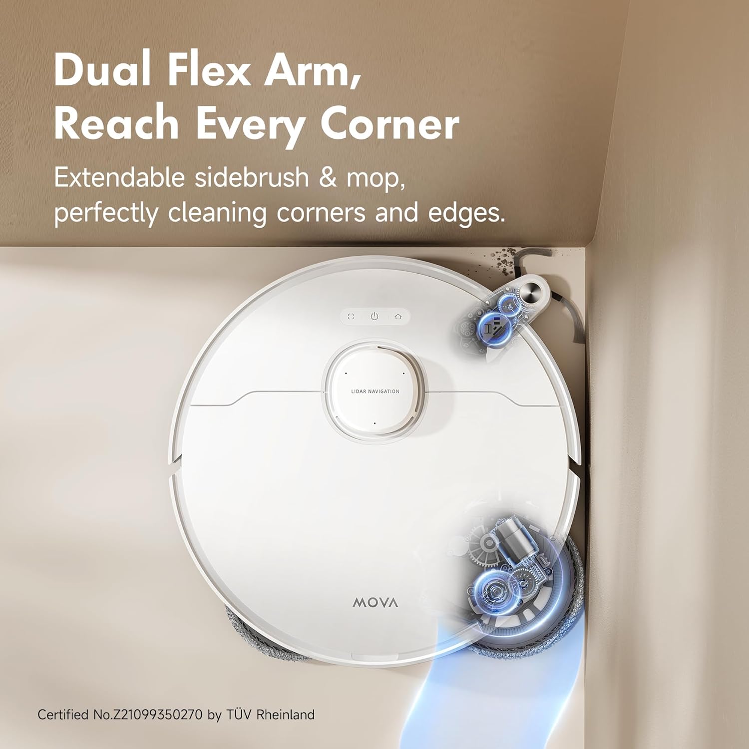 MOVA P10 Pro Ultra Robot Vacuum and Mop 13,000Pa Suction, 140°F Hot Water Auto Mop Washing & Drying, Dual Spinning Extenable Mop,10.5mm Lifting for Carpet, 360°Obstacle Avoidance, App Control image 5