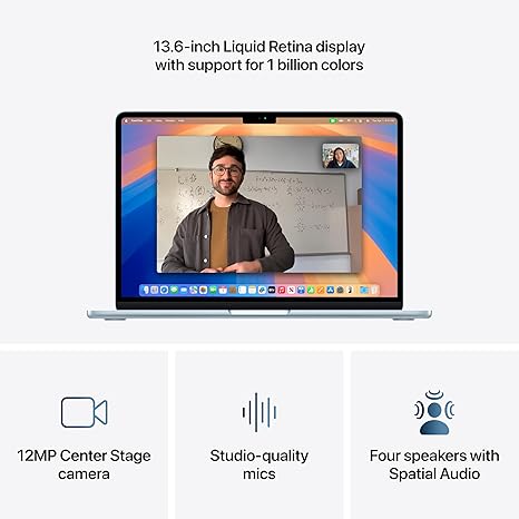 Apple 2025 MacBook Air 13-inch Laptop with M4 chip: Built for Apple Intelligence, 13.6-inch Liquid Retina Display, 16GB Unified Memory, 256GB SSD Storage, 12MP Center Stage Camera, Touch ID; Sky Blue image 4
