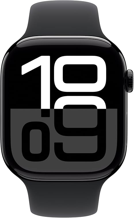 Apple Watch Series 10 [GPS 46mm case] Smartwatch with Jet Black Aluminium Case with Black Sport Band - M/L. Fitness Tracker, ECG App, Always-On Retina Display, Water Resistant image 3
