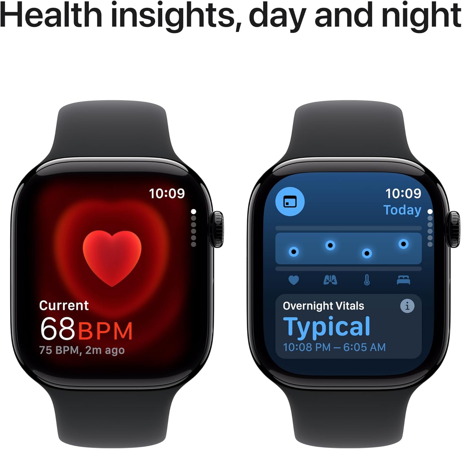 Apple Watch Series 10 [GPS 46mm case] Smartwatch with Jet Black Aluminium Case with Black Sport Band - M/L. Fitness Tracker, ECG App, Always-On Retina Display, Water Resistant image 6