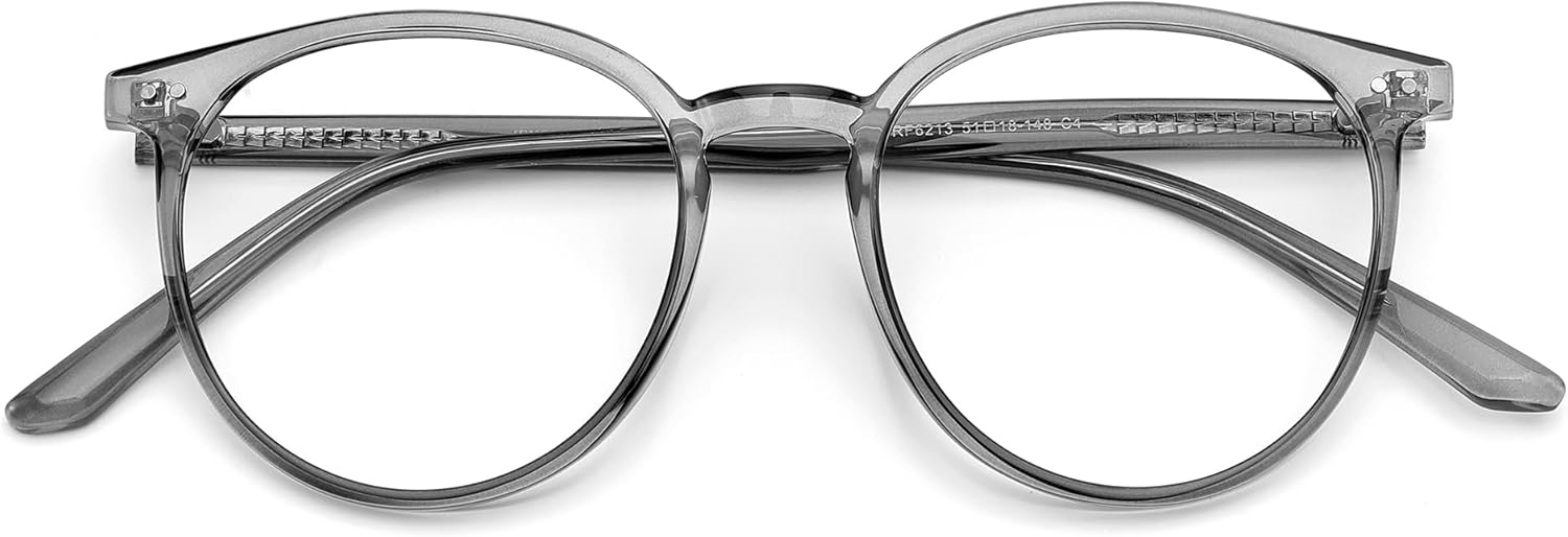 Blue Light Blocking Glasses for Women and Men, Round Frame Computer Gaming Anti Eyestrain & UV Glare RF6213 (Smoke Grey) image 1