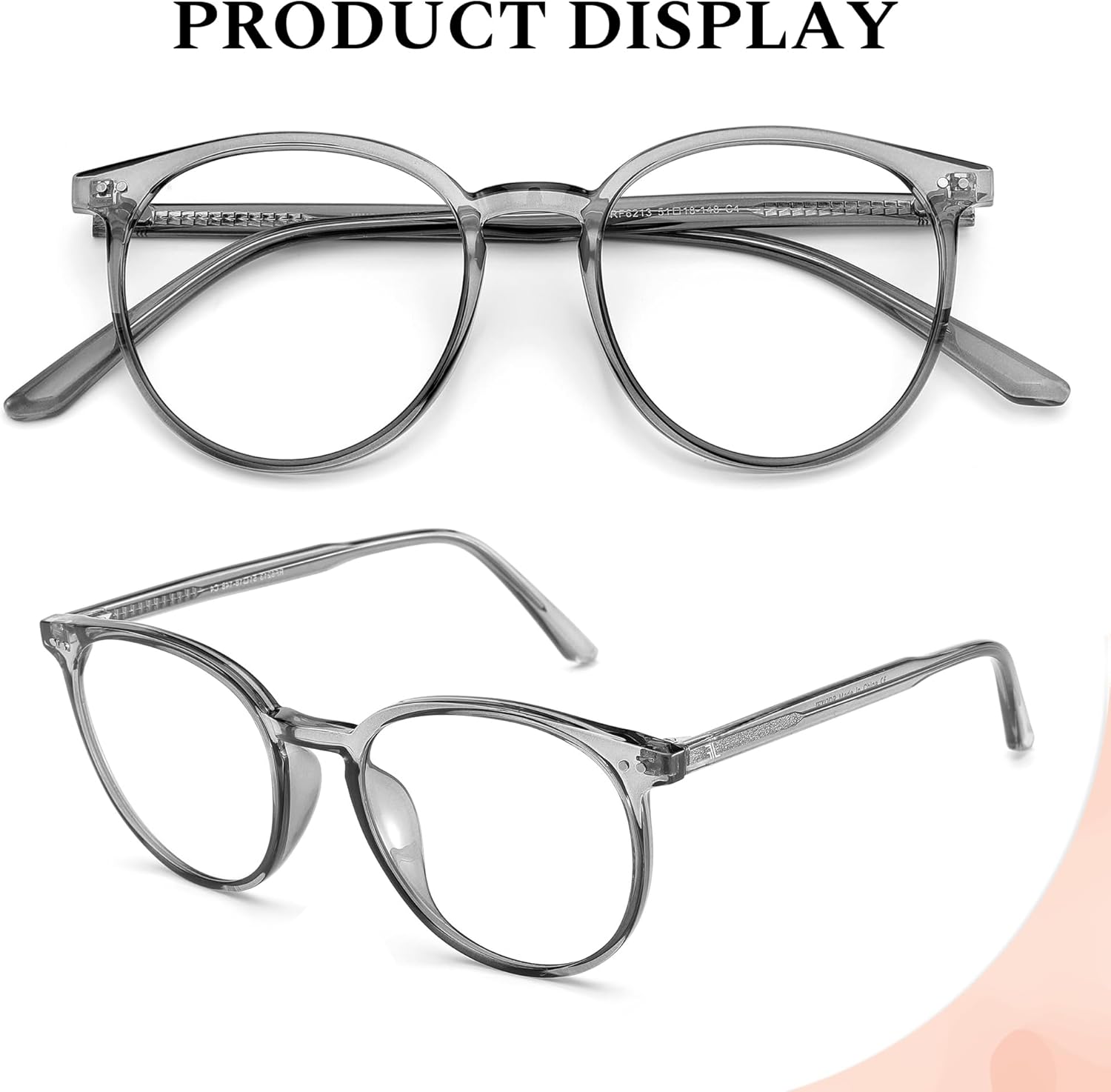 Blue Light Blocking Glasses for Women and Men, Round Frame Computer Gaming Anti Eyestrain & UV Glare RF6213 (Smoke Grey) image 4