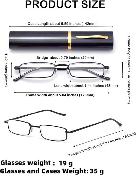 HIGHLIKE Slim Pocket Reading Glasses Men Women, Compact Readers Super Clear Lens, Spring Hinge Metal Frame Eyeglasses image 4