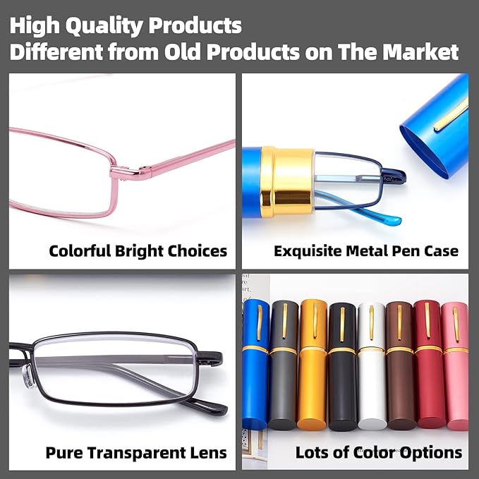 HIGHLIKE Slim Pocket Reading Glasses Men Women, Compact Readers Super Clear Lens, Spring Hinge Metal Frame Eyeglasses image 6