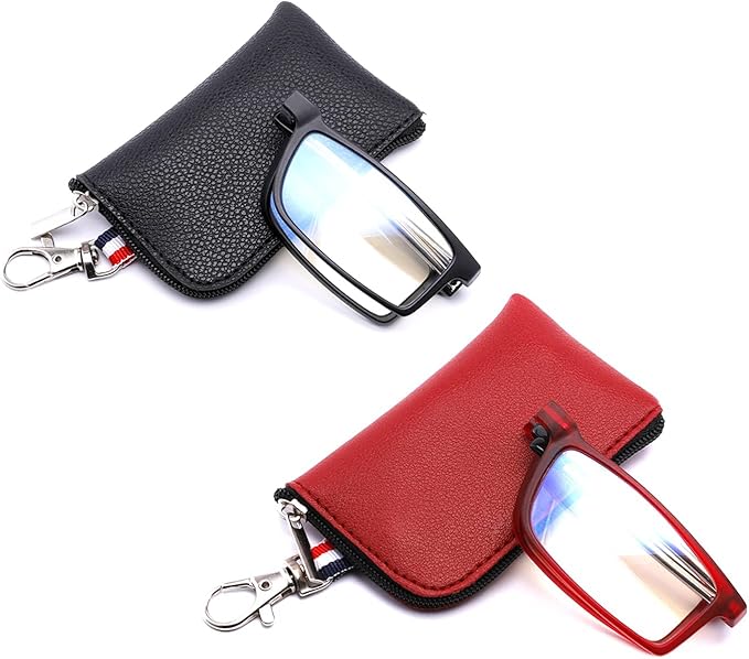 Reading Glasses for Women Men, Keychain Bags Compact Folding Readers, Clear Lens Blue light Glasses Spring Hinge image 1