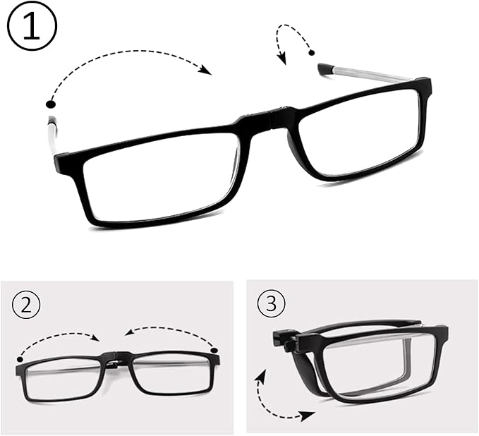 Reading Glasses for Women Men, Keychain Bags Compact Folding Readers, Clear Lens Blue light Glasses Spring Hinge image 2