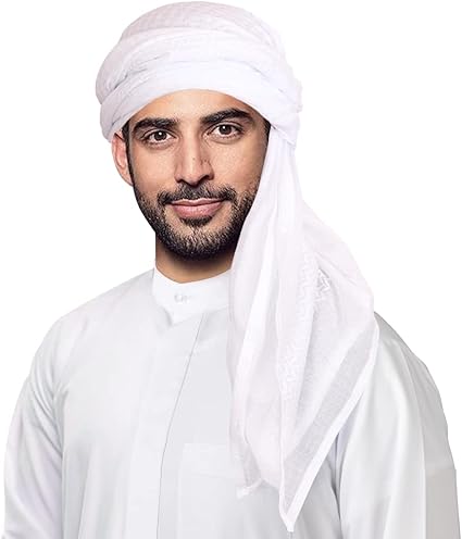 HOMELEX Keffiyeh Arab Head Scarf for Men Sheikh Muslim Turban Saudi Dubai Headwear image 1