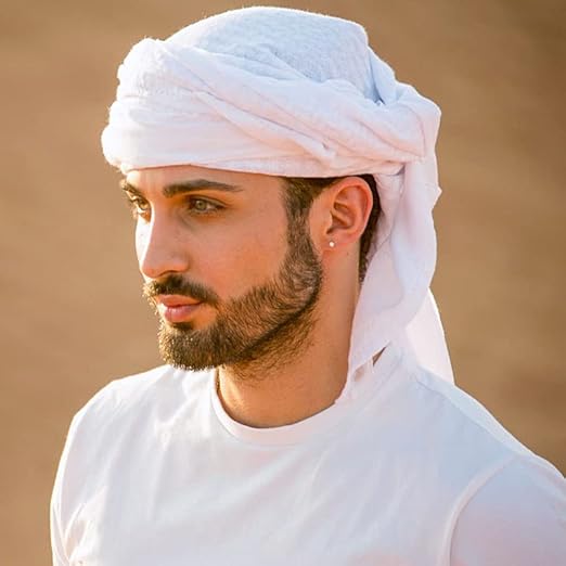 HOMELEX Keffiyeh Arab Head Scarf for Men Sheikh Muslim Turban Saudi Dubai Headwear image 2