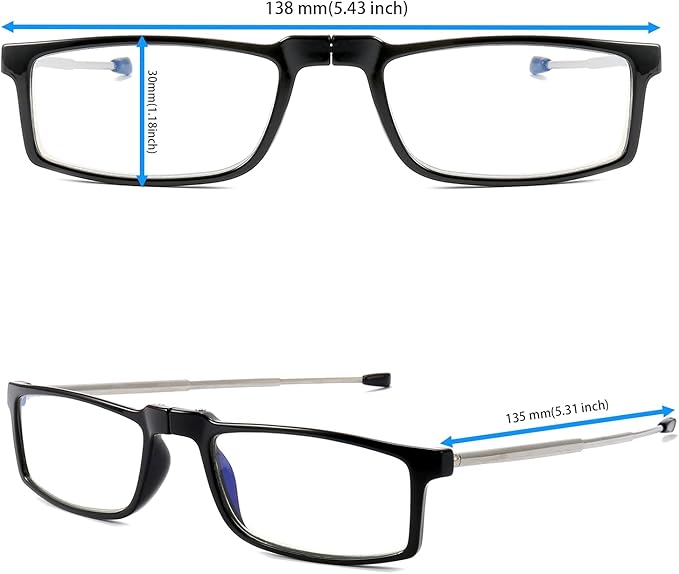 Reading Glasses for Women Men, Keychain Bags Compact Folding Readers, Clear Lens Blue light Glasses Spring Hinge image 4