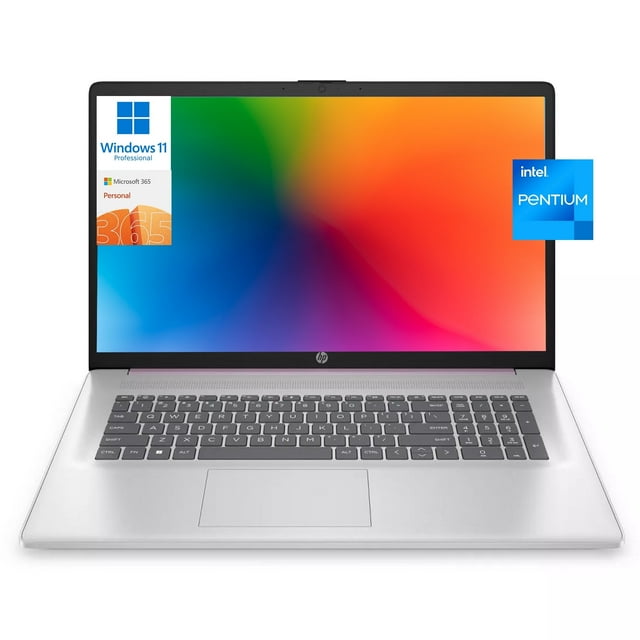 HP 17 17.3" HD+ Touchscreen Business Laptop Computer, Intel Pentium N5030, 16GB RAM, 1TB SSD, 1-Year Office 365, Long Battery Life, Wi-Fi 5, Bt 5, HDMI,Silver image 1