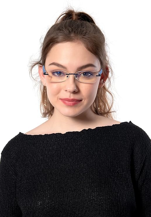 HIGHLIKE Rimless Reading Glasses, Spring Hinge Readers, Diamond Cut Edge Design Blue Light Glasses image 2