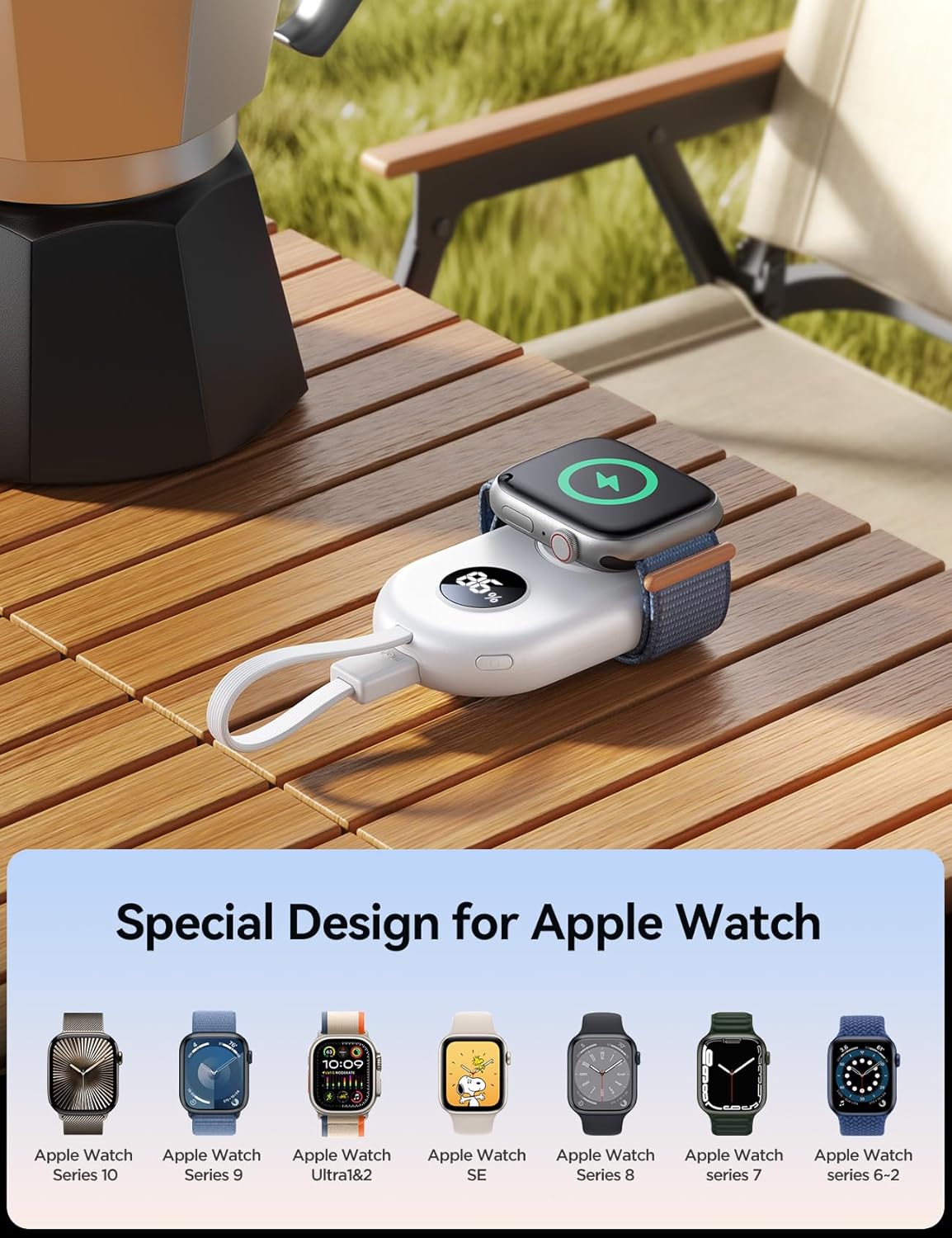 JOYROOM Portable Charger for Apple Watch 10, 2500mAh Fast Charging iWatch Charger KeyChain USB C Cable, Magnetic Wireless Travel Power Bank for Apple Watch Series 9/8/7/6/SE/5/4/3/2/Nike/Ultra/Ultra 2 image 6