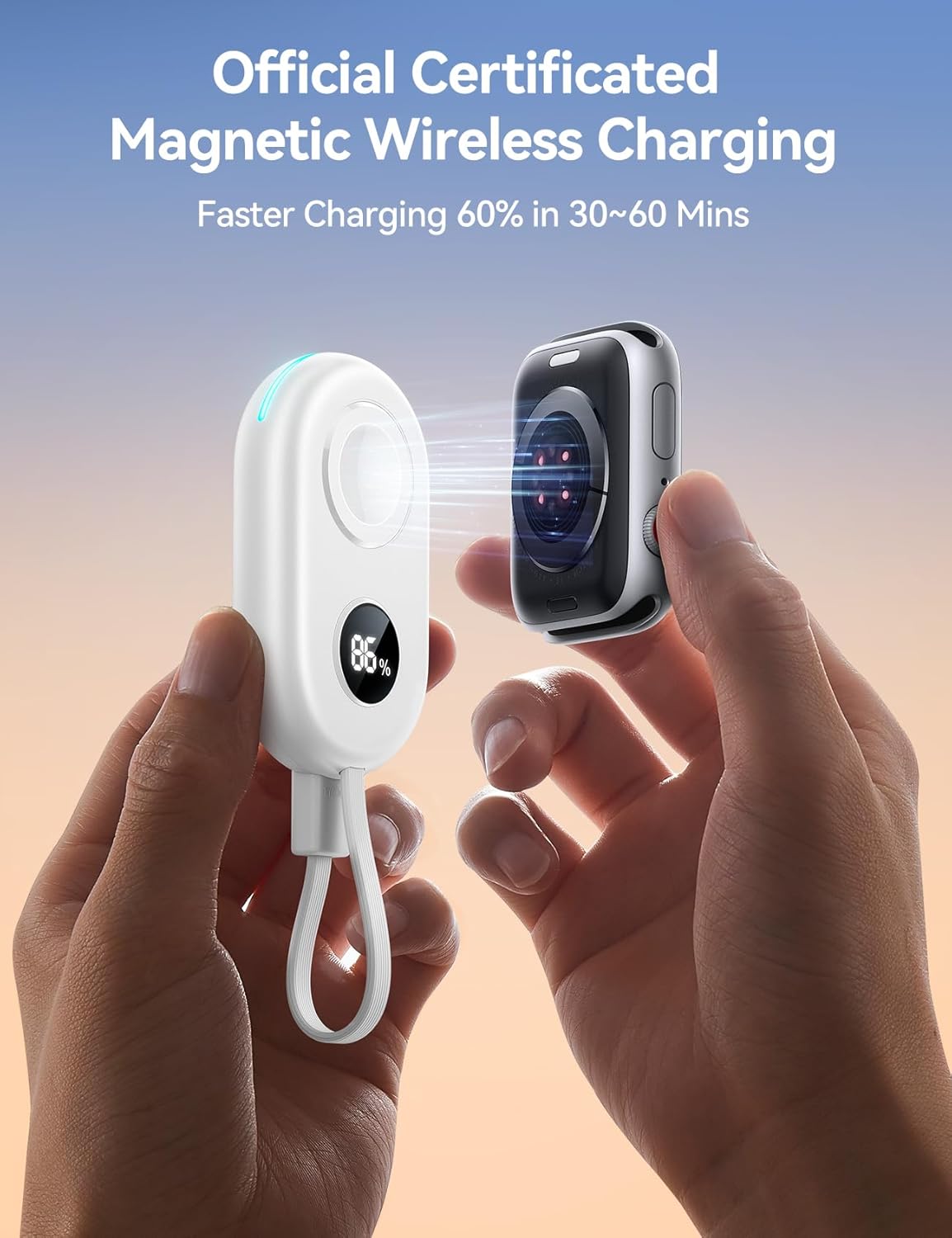 JOYROOM Portable Charger for Apple Watch 10, 2500mAh Fast Charging iWatch Charger KeyChain USB C Cable, Magnetic Wireless Travel Power Bank for Apple Watch Series 9/8/7/6/SE/5/4/3/2/Nike/Ultra/Ultra 2 image 7