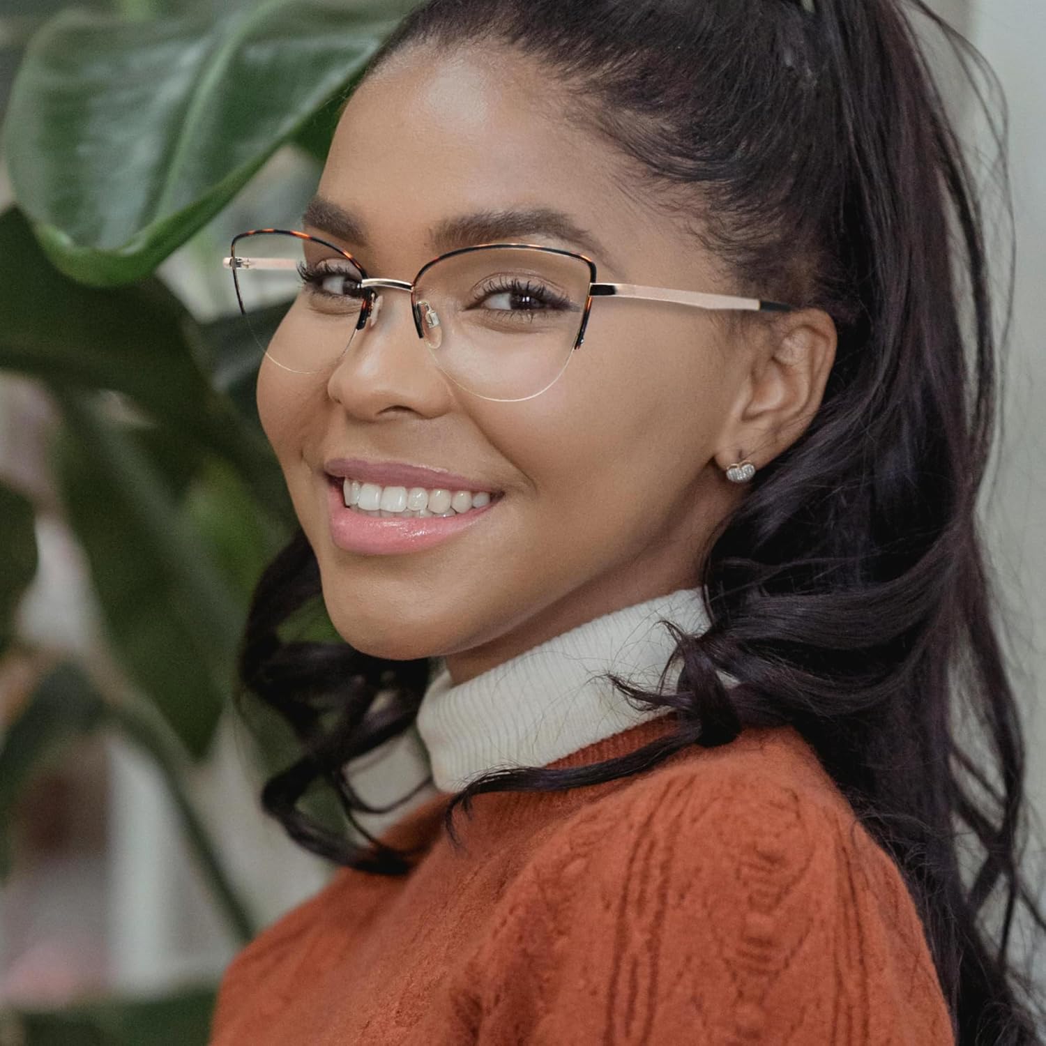 Tortoise Shell Metal Rimmed Cat Eye Reading Glasses for Women with Sturdy Made - Spring Hinges Half Frame Eyeglasses - Wire Rim Readers for Women - For all Face Shapes Women's Readers - Cheaters 2.0 image 5
