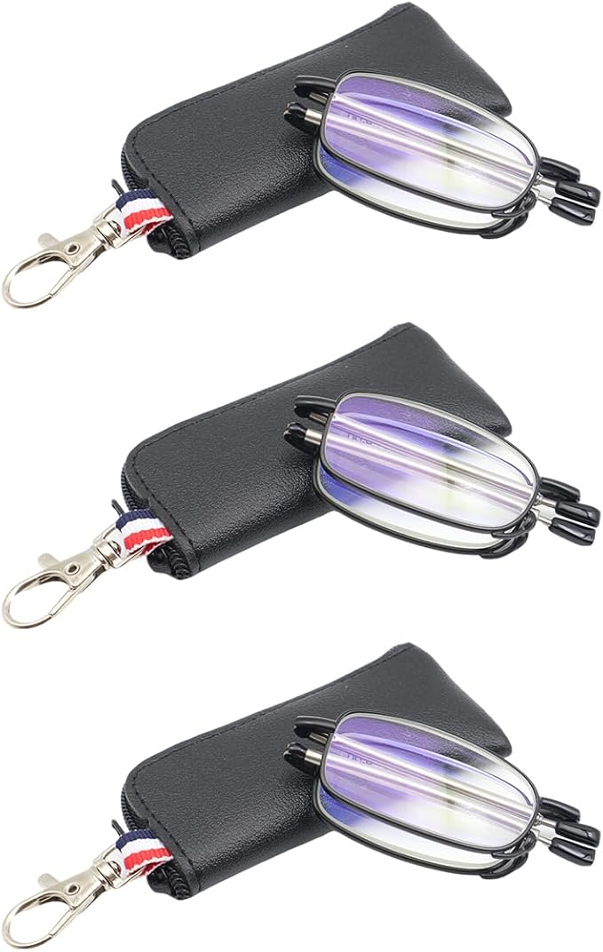 Folding Reading Glasses for Men Women Blue Light Blocking Readers with Keychain Compact Bags image 1
