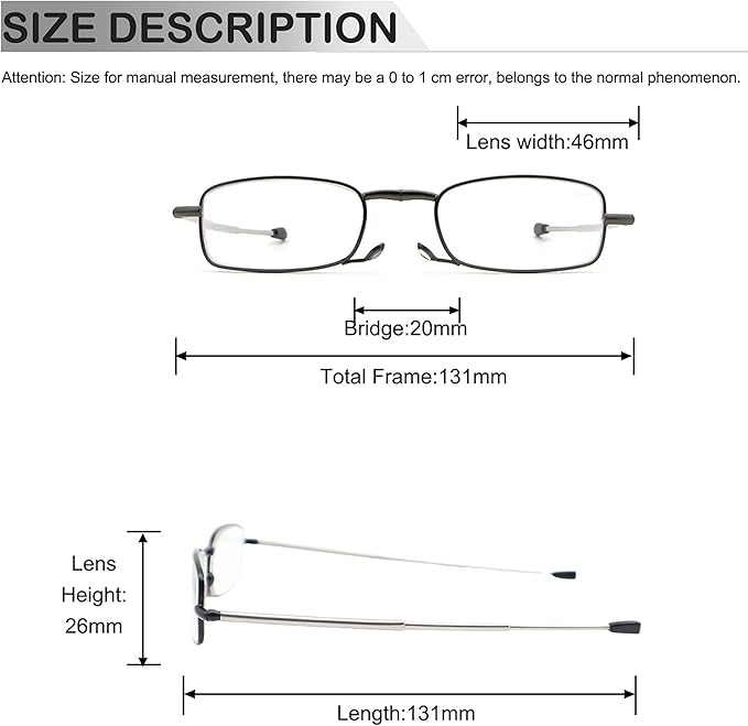 Folding Reading Glasses for Men Women Blue Light Blocking Readers with Keychain Compact Bags image 4
