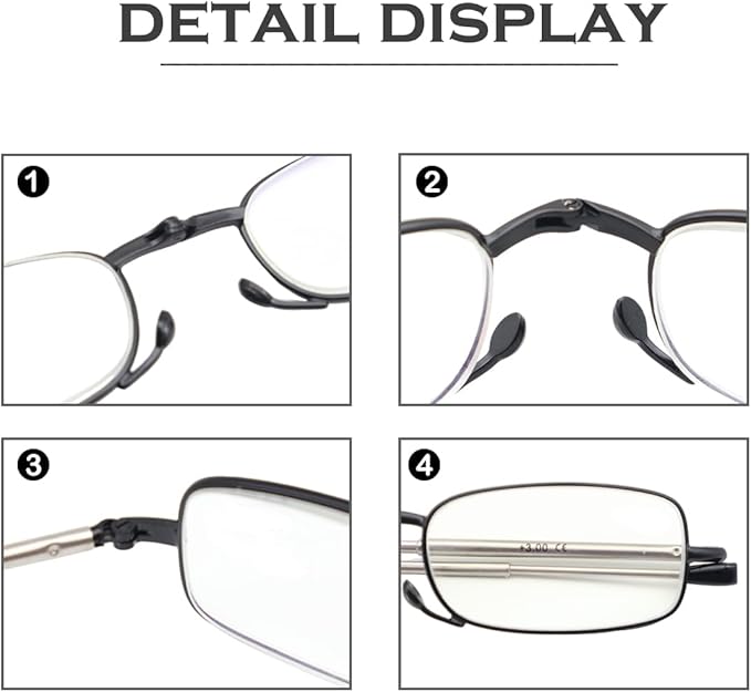 Folding Reading Glasses for Men Women Blue Light Blocking Readers with Keychain Compact Bags image 6