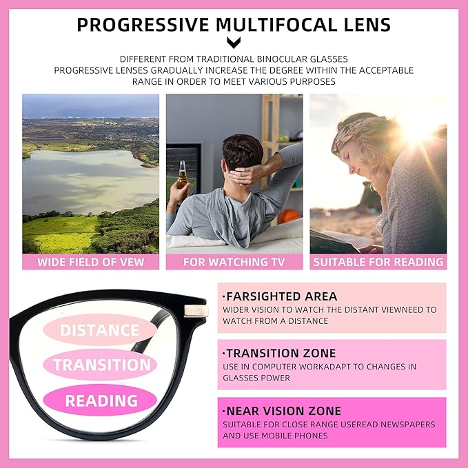 3 Pack Progressive Multifocus Reading Glasses for Women Blue Light Multifocal Transition Readers with Spring Hinge image 4