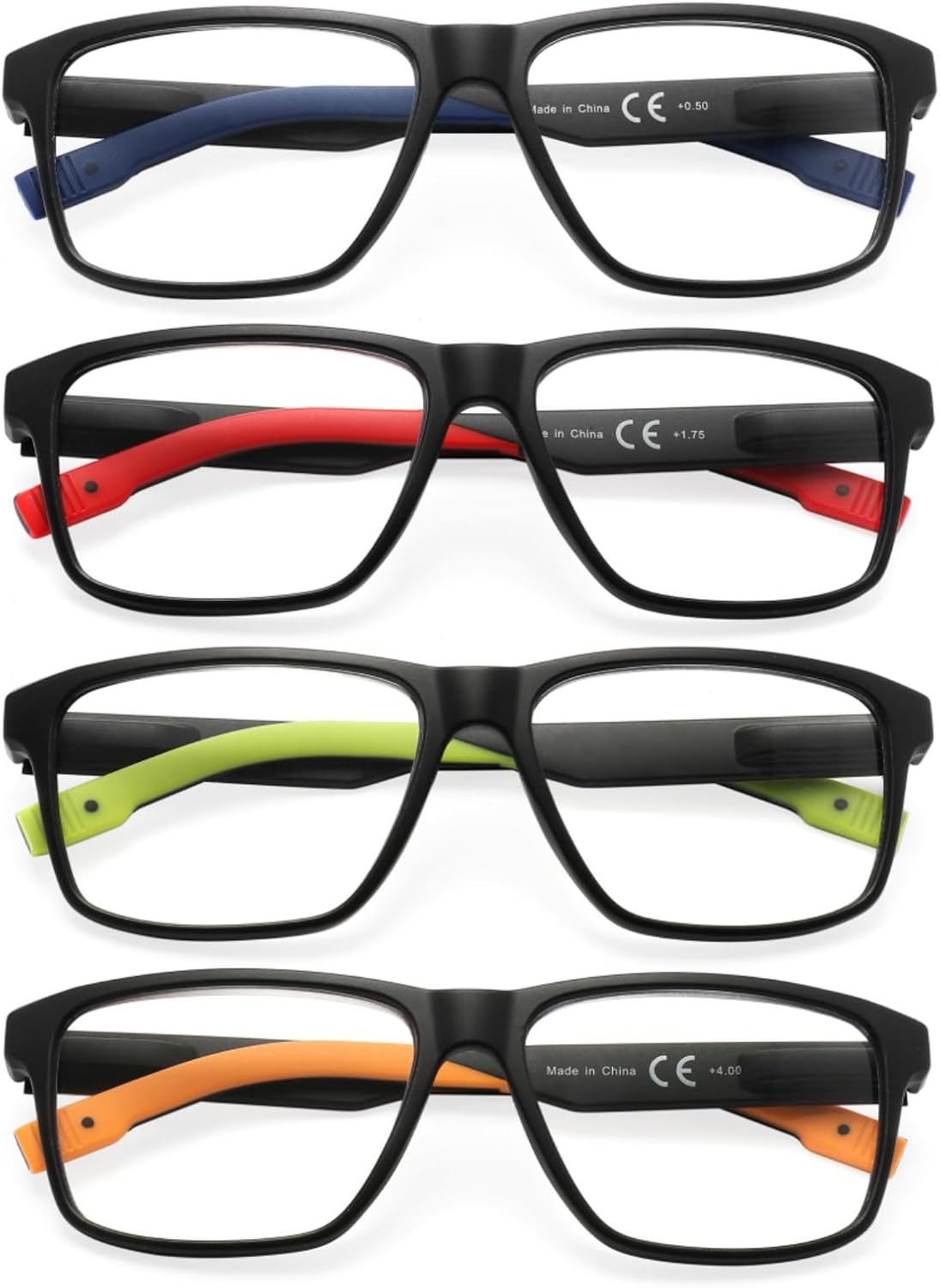 MODFANS Reading Glasses Men Oversized Readers,4 Pack Large Blue Light Reading Glasses for women Rubber Temple with Spring Hinge Eyeglasses 4.0 image 2