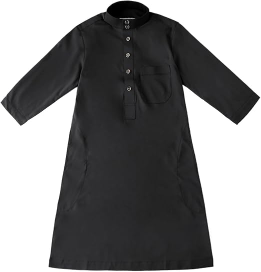 IDOPIP Muslim Thobe for Boys Kids Long Sleeve Islamic Arabic Kaftan Robe Middle East Dubai Prayer Dress Clothes with Pockets image 6