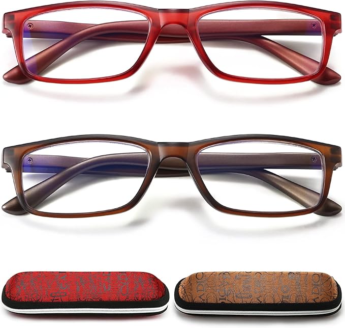 Reading Glasses Blue Light Blocking for Men Women,Rectangular Frame Computer Readers with Spring Hinge image 1