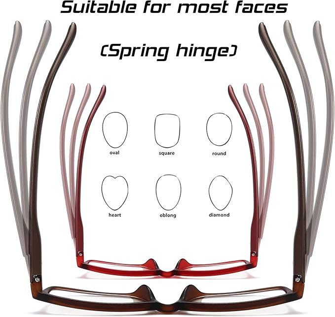 Reading Glasses Blue Light Blocking for Men Women,Rectangular Frame Computer Readers with Spring Hinge image 6