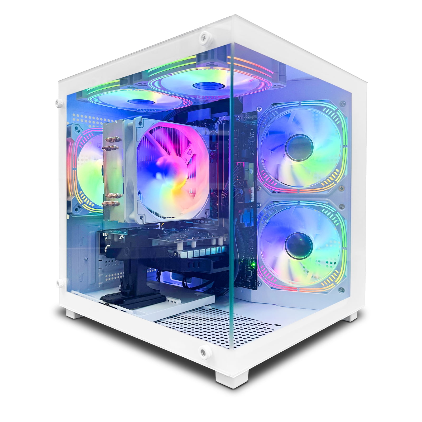 Suevery AMD Ryzen 5 5600 + Radeon RX 6500 Gaming PC with B450 Motherboard, 16GB DDR4 3200MHz, 1TB NVMe SSD, WiFi 6, 400W PSU, and RGB Lighting image 1