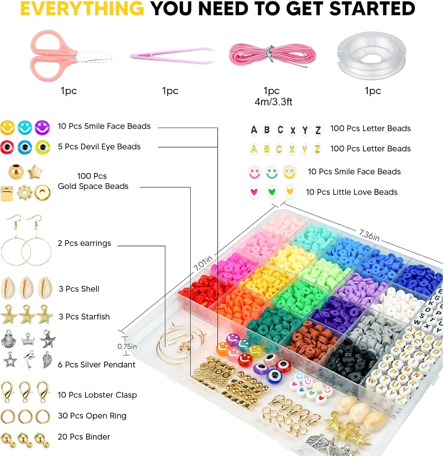 Dowsabel Clay Beads Bracelet Making Kit for Beginner, 5000 Pcs Preppy Polymer Clay Beads with Charms Kit for Jewelry Making, DIY Arts and Crafts Birthday Gifts Toys for Kids Age 6-13 image 5
