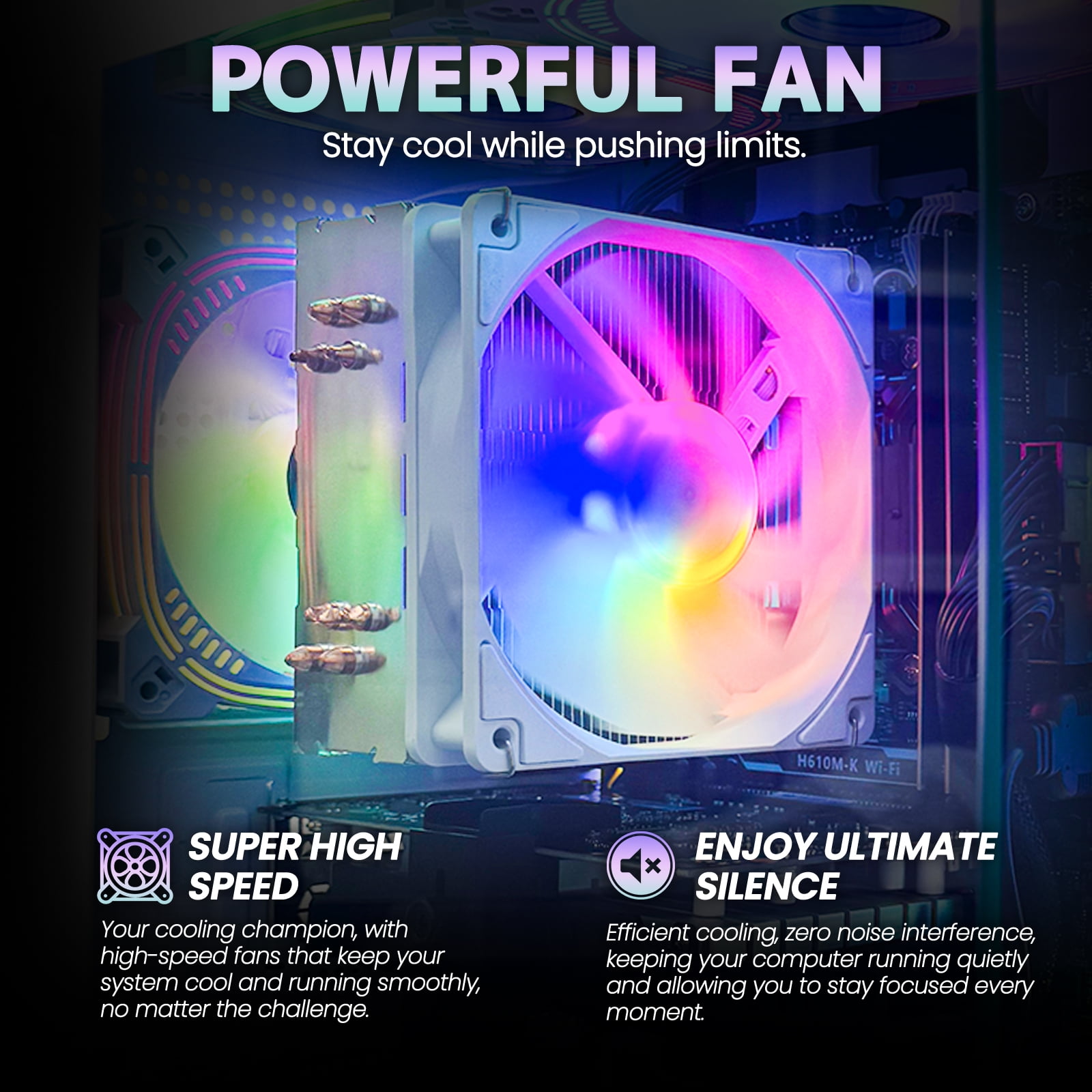 Suevery AMD Ryzen 5 5600 + Radeon RX 6500 Gaming PC with B450 Motherboard, 16GB DDR4 3200MHz, 1TB NVMe SSD, WiFi 6, 400W PSU, and RGB Lighting image 6