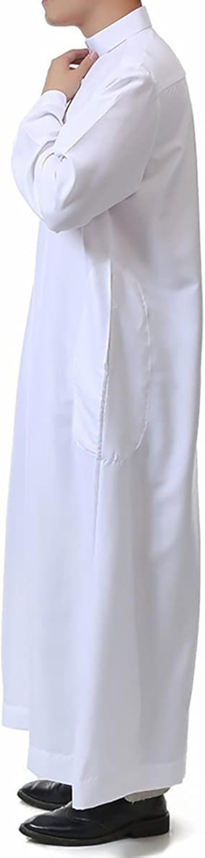 Men's Saudi Arabic Thobe Jubba Dishdasha Long Sleeve Robe Ramadan Muslim Dress Middle East Islamic Clothing image 4