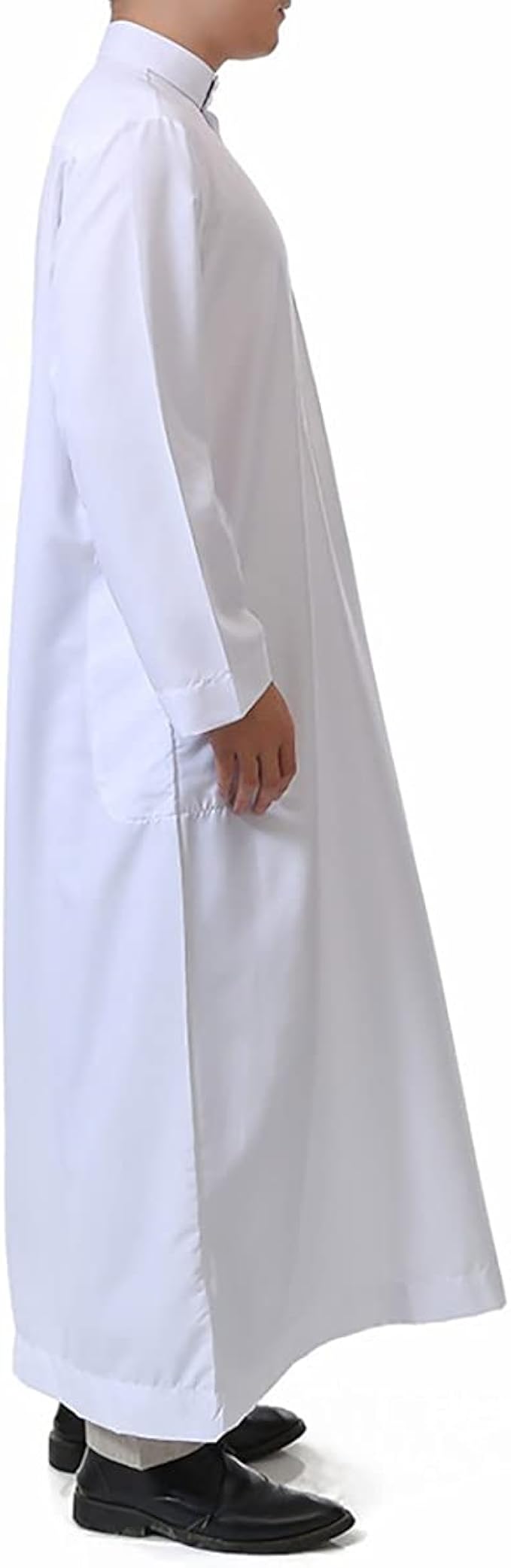 Men's Saudi Arabic Thobe Jubba Dishdasha Long Sleeve Robe Ramadan Muslim Dress Middle East Islamic Clothing image 5