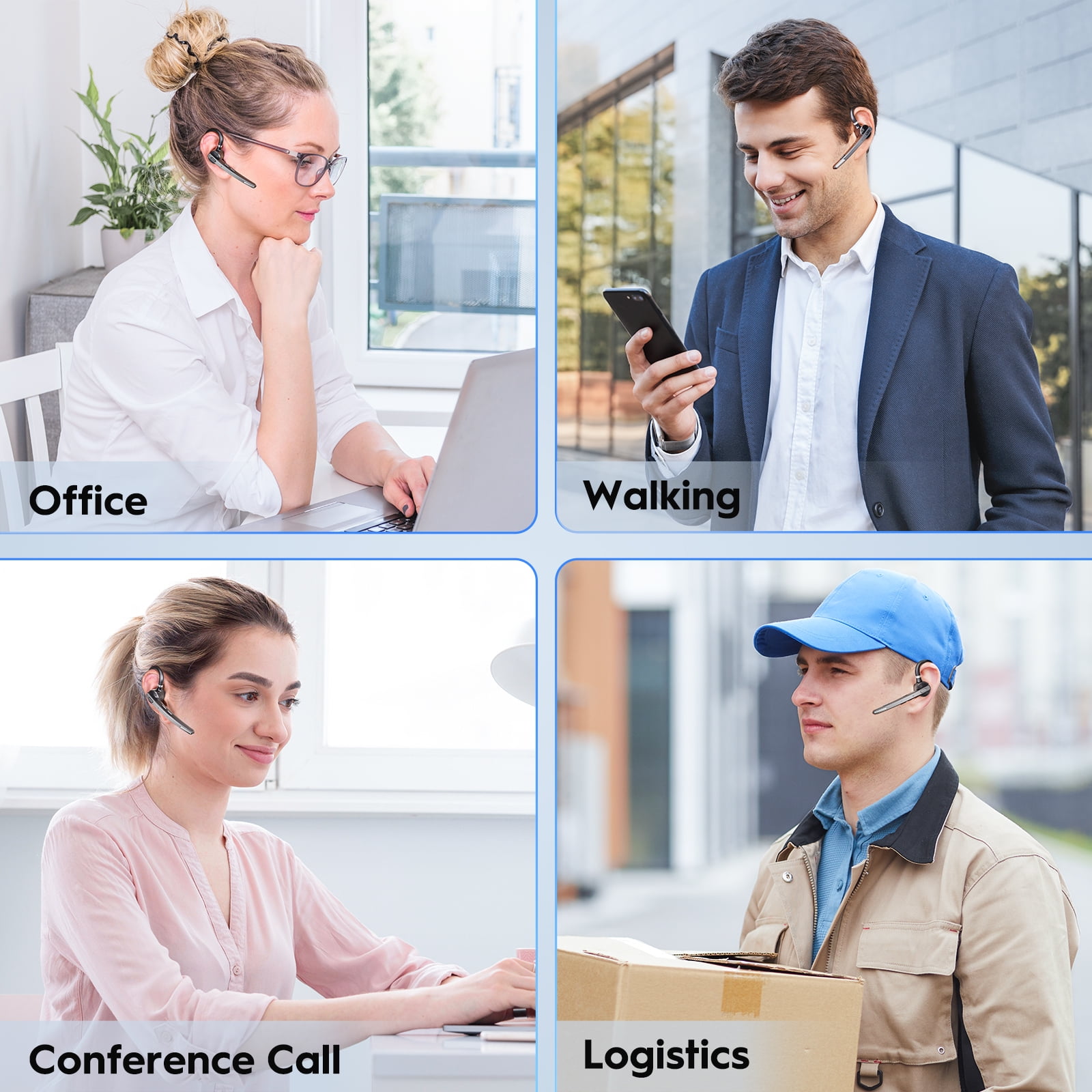 New Bee Bluetooth Headphones,V5.1 Wireless Bluetooth Earpiece, 72H Talk Time, 500mAh Charging Case, ENC Dual Mic, Dual Device Connect, Ear Hook Design, USB-C/Wireless Charging, for Work/Driving/Calls image 8