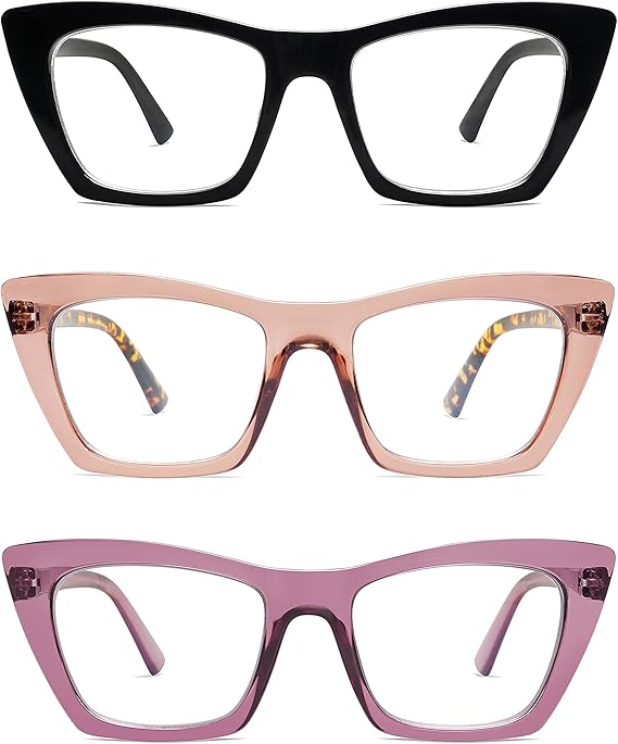 AMOMOMA Oversized Reading Glasses for Women,Trendy Cat eye Blue Light Computer Reader AM6028 image 1