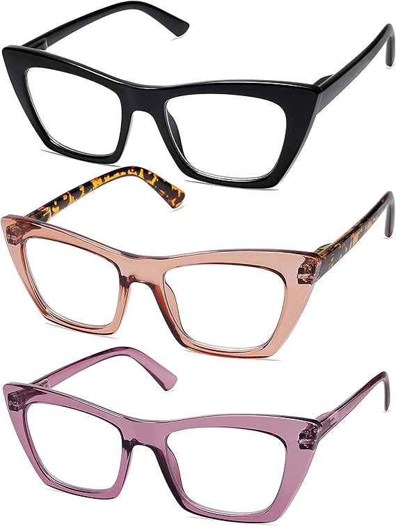 AMOMOMA Oversized Reading Glasses for Women,Trendy Cat eye Blue Light Computer Reader AM6028 image 2