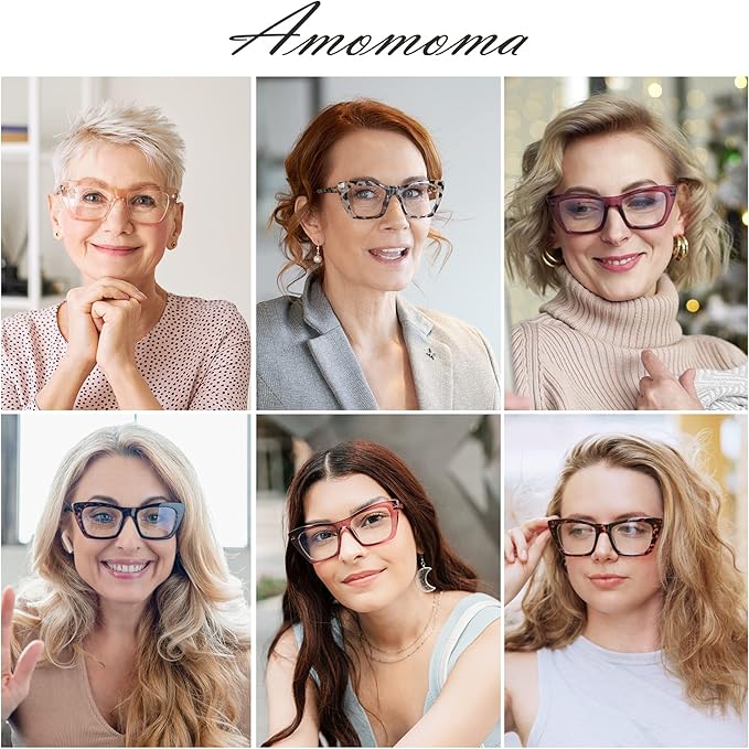 AMOMOMA Oversized Reading Glasses for Women,Trendy Cat eye Blue Light Computer Reader AM6028 image 3