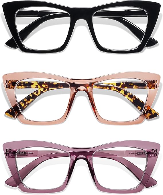 AMOMOMA Oversized Reading Glasses for Women,Trendy Cat eye Blue Light Computer Reader AM6028 image 6
