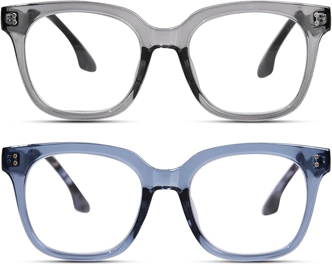 Oversized Reading Glasses for Women Men Large Frame Sqaure Blue Light Blocking Computer Readers Spring Hinge image 1