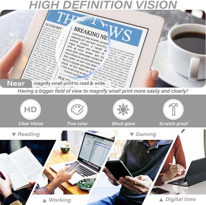 Oversized Reading Glasses for Women Men Large Frame Sqaure Blue Light Blocking Computer Readers Spring Hinge image 2