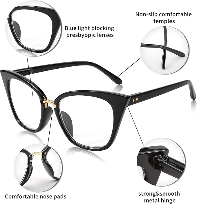 FEISEDY Women Oversized Cat Eye Reading Glasses Fashion Frame Readers B4072 image 4