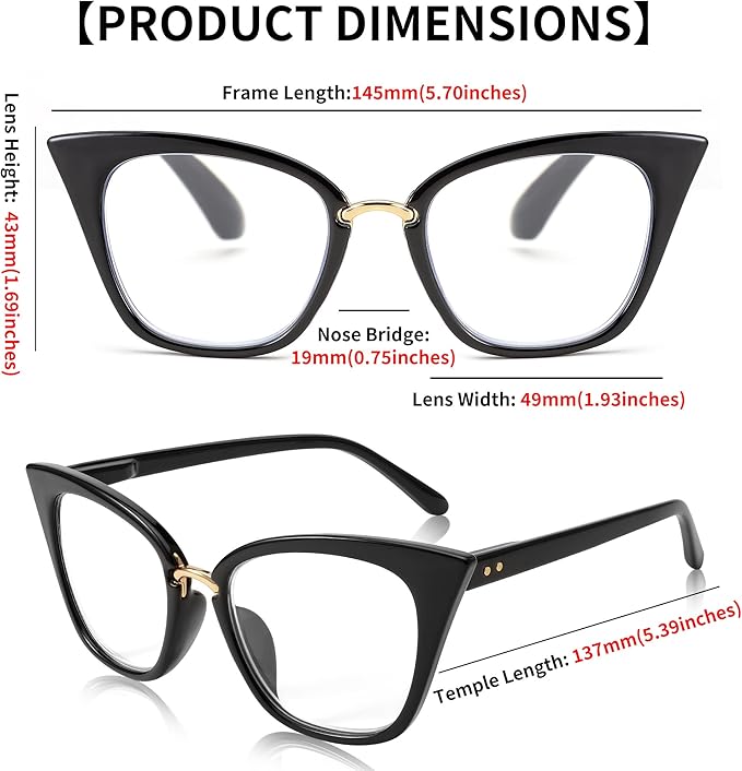 FEISEDY Women Oversized Cat Eye Reading Glasses Fashion Frame Readers B4072 image 5