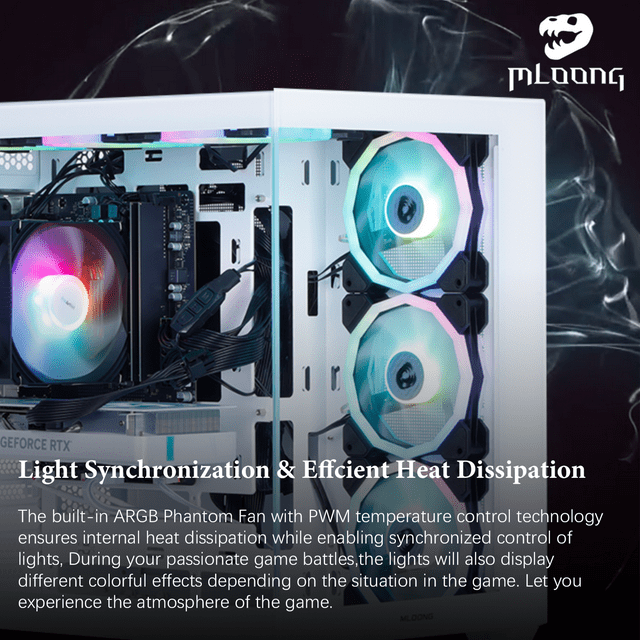 Mloong Gaming PC Desktop AMD Ryzen 5 5500 GeForce RTX 4060 1TB SSD 16GB RAM 650W Win11 WIFI image 2