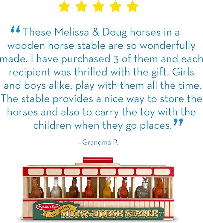Melissa & Doug Take-Along Show-Horse Stable Play Set With Wooden Stable Box and 8 Toy Horses image 5