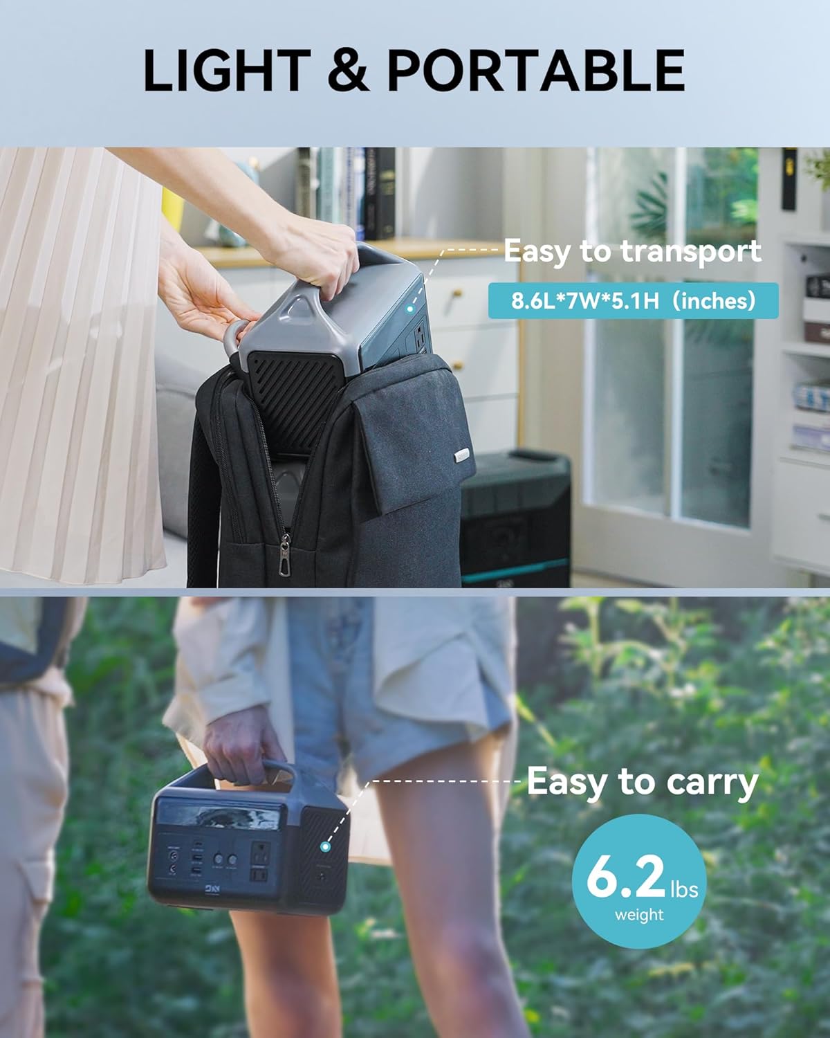 Portable Power Station 56000mAh, 179.2Wh LiFePO4 Battery Backup w/ 2 300W (Peak 600W) AC Outlets, 1.5hrs Fast Charging, Power Bank for Hurricane Emergency/Outdoor Camping/RVs/Home Use image 4