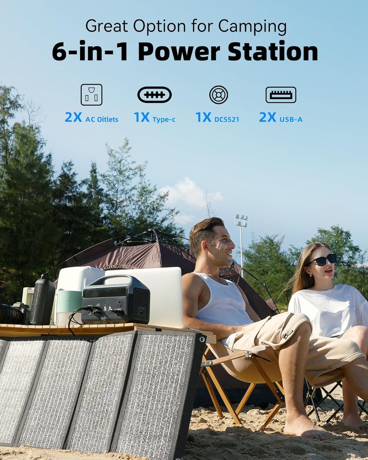 Portable Power Station 56000mAh, 179.2Wh LiFePO4 Battery Backup w/ 2 300W (Peak 600W) AC Outlets, 1.5hrs Fast Charging, Power Bank for Hurricane Emergency/Outdoor Camping/RVs/Home Use image 5