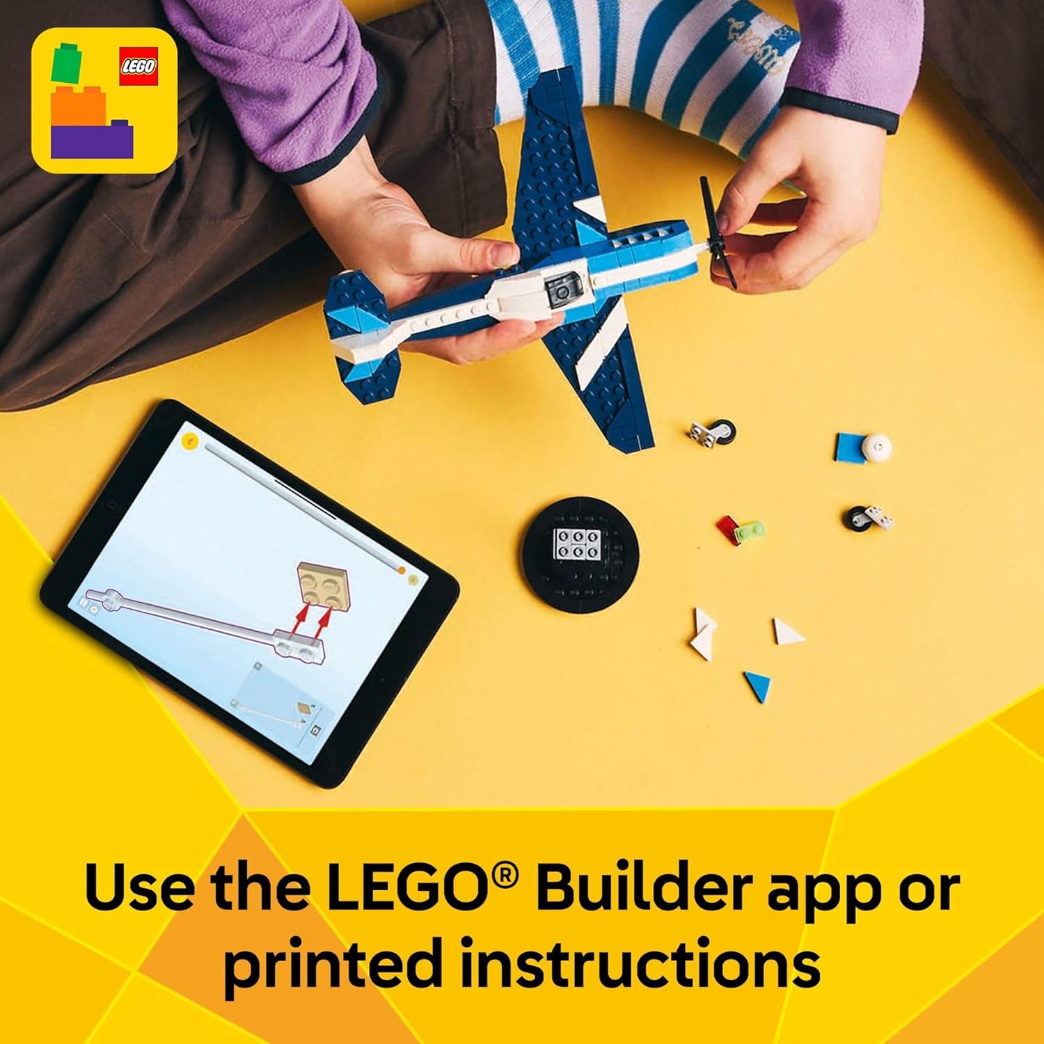 LEGO Creator 3 in 1 Aircraft Race Plane Toy - Building Toy with 3 Building Options, Airplane, Fighter Jet, or Helicopter - Gift Idea for Kids, Boys and Girls, Ages 7+ - 31160 image 5