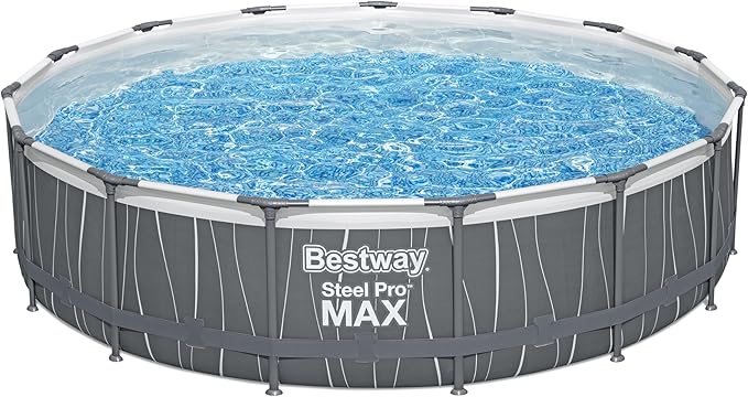  Click to see full view      3+  7 VIDEOS Bestway Steel Pro MAX Above Ground Swimming Pool (15' x 42") | Round Outdoor Backyard Family Pool with Color-Changing Pool Liner | Features 7-Color LED Lights image 1