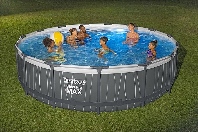  Click to see full view      3+  7 VIDEOS Bestway Steel Pro MAX Above Ground Swimming Pool (15' x 42") | Round Outdoor Backyard Family Pool with Color-Changing Pool Liner | Features 7-Color LED Lights image 3